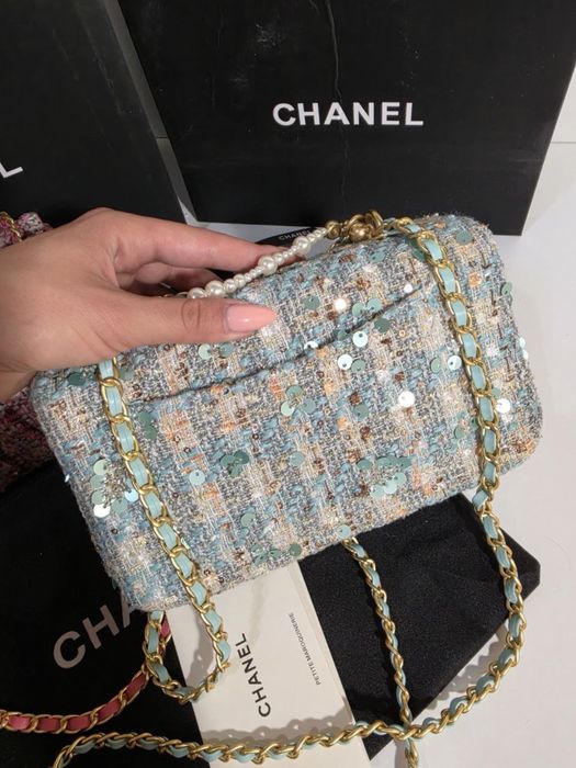 Дамска чантa Chanel Tweed Pearl Crush Flap Bag