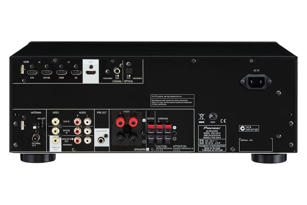 Ресийвър Pioneer VSX-329 -Dolby Digital, Digital +, DolbyTrue HD, USB