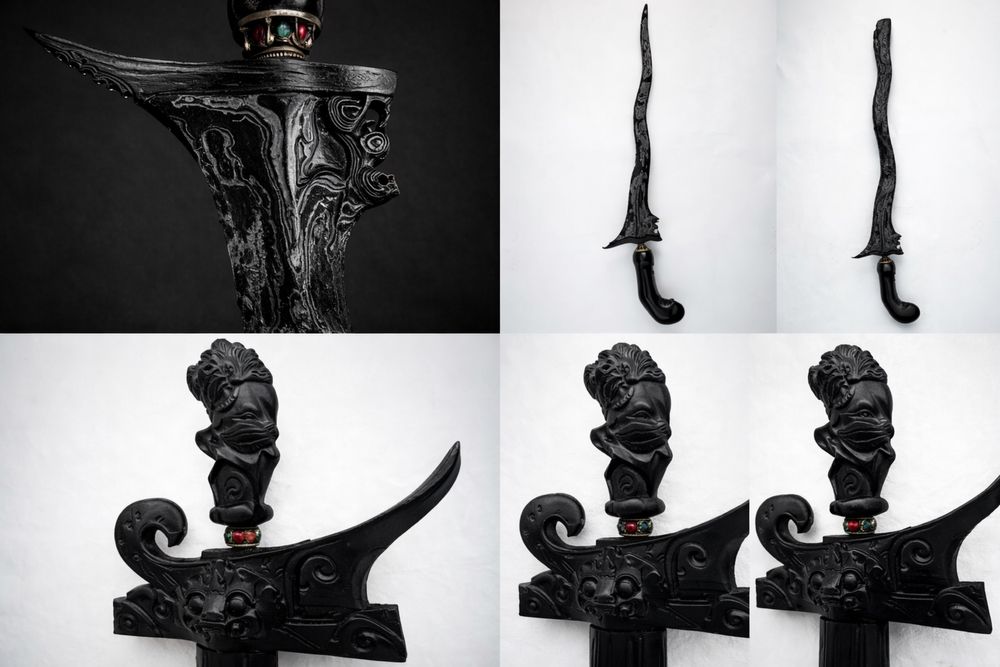 Cutit sabie ceremoniala KERIS BAROG Bali Indonezia colectie bar pub