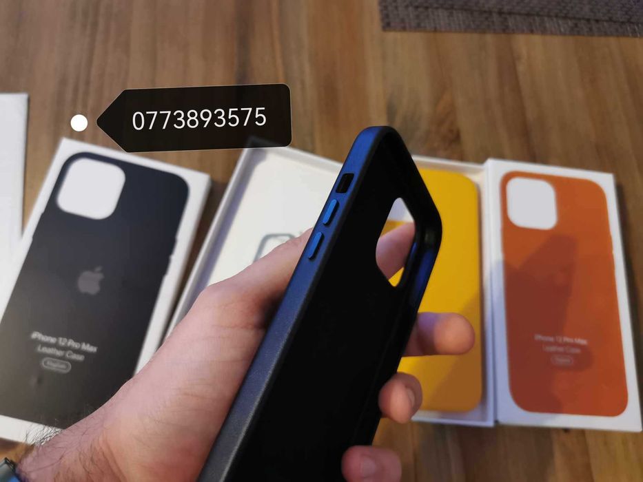 Husa protectie piele + 2 folii sticla +Magsafe Apple iPhone 12 Pro Max