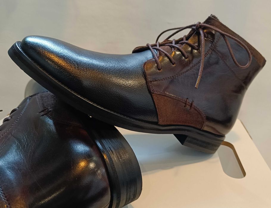 Ghete lace up 43 lucrate manual Dahlin NOI piele naturala moale