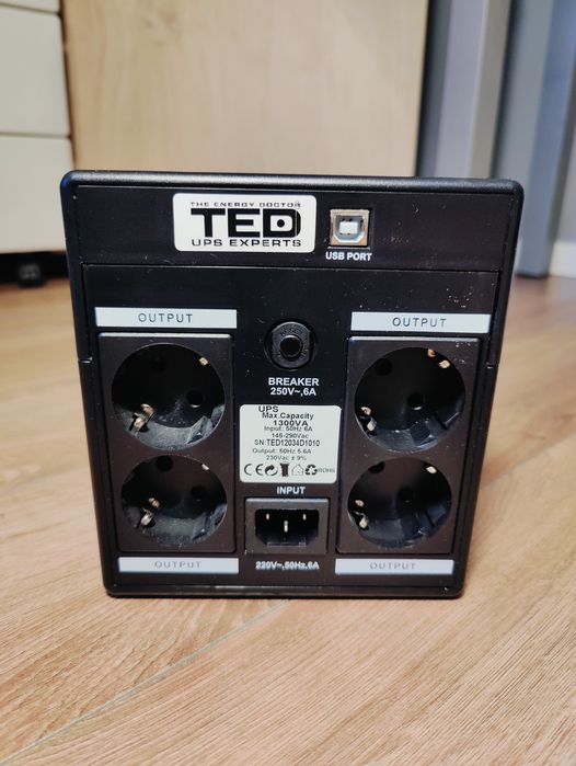 UPS Line interactive TED electric 1300VA/750 W, 4 ieșiri Schuko, stabilizator