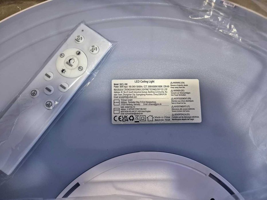 Лампа за таван кръг 60см 56w LED, дистанционно с топла- бяла светлина