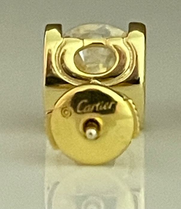Сребърни позлатени обеци стил Cartier,  с камък моасонит.