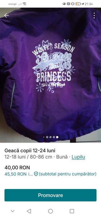 Geacă copii 12-24 luni