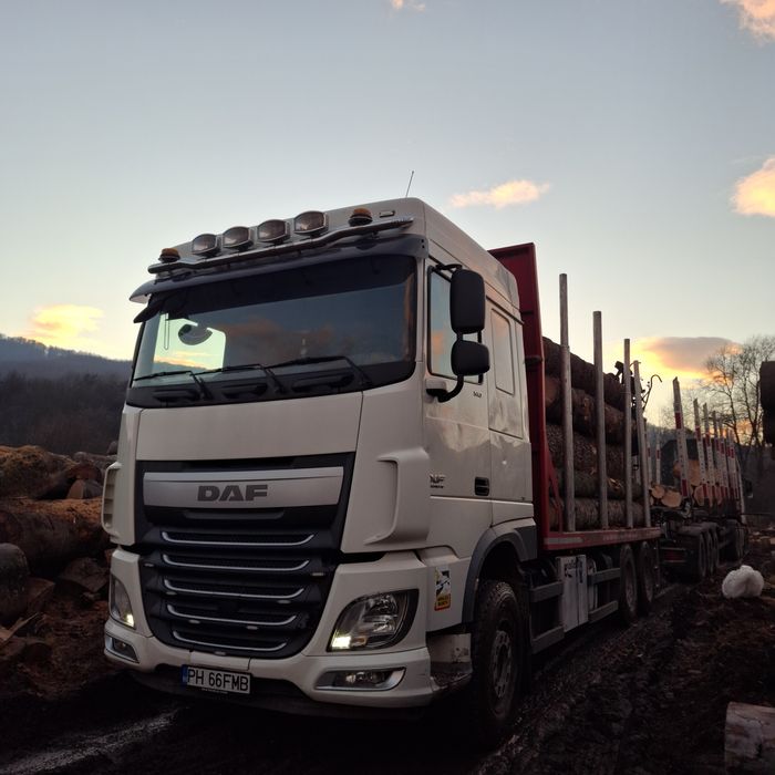 Camion DAF forestier, 2017/12, cu macara Jonsered 1400Z95