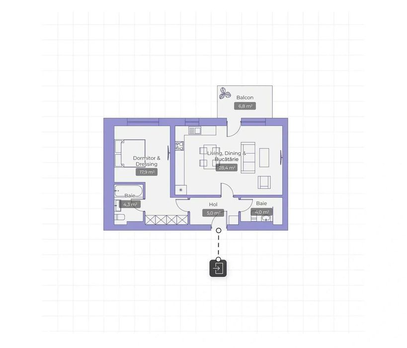 Apartament cu 2 camere și 2 băi - Erou Iancu Nicolae