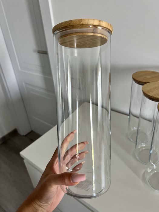 8 Borcane sticla cu capace din bambus Ikea