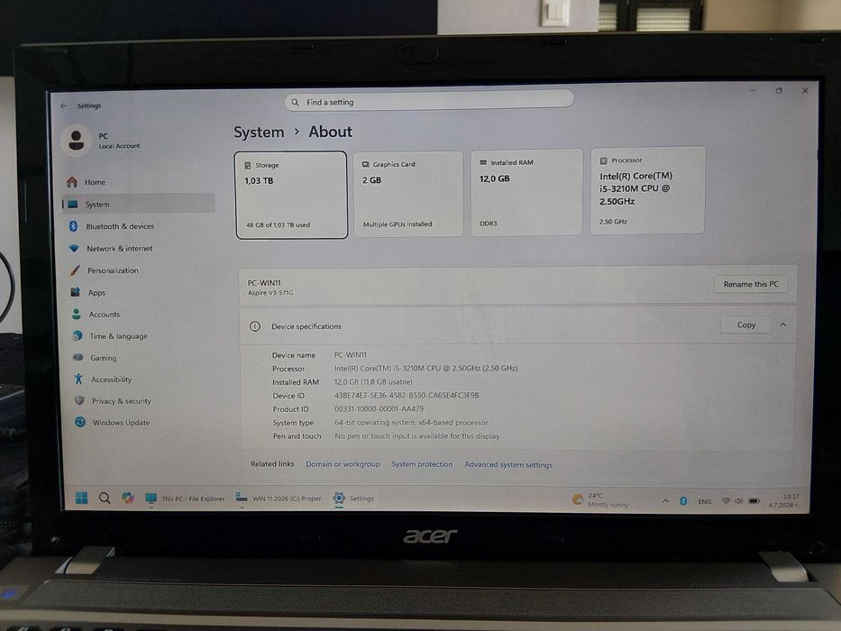 Лаптоп Acer Aspire V3-571G