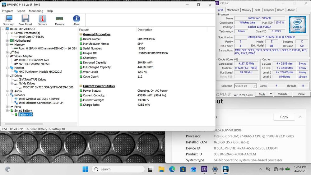 Lenovo Thinkpad T490 i7 16GB RAM 512GB SSD GeForce MX250 2GB GDDR5