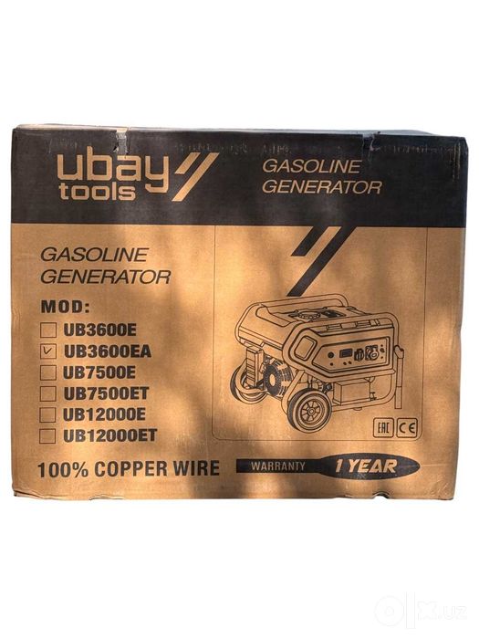 Бензиновый генератор трёхфазный Ubay UB-12000ET, 8,5 кВт, 380/220 В