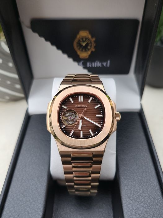 Ceas Seiko Mod "Seikonaut" Rose Gold - Automatic NH38 Open Heart - Nou