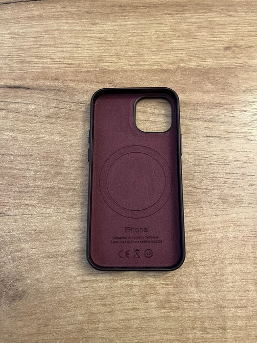 Husa piele Iphone 13 mini Leather Case Dark Cherry Mag Safe (noua)