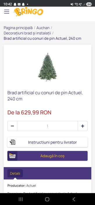 Vând Brad artificial 240 cm