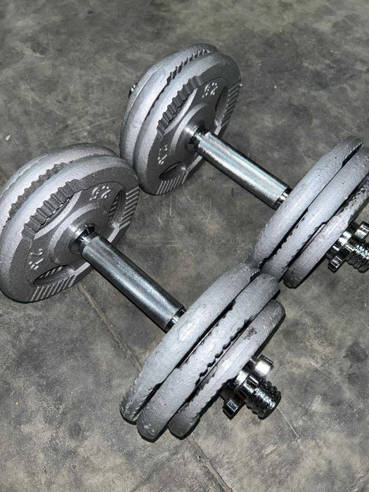 Set gantere reglabile din fontă cu prindere 30 kg - 2 x 15kg