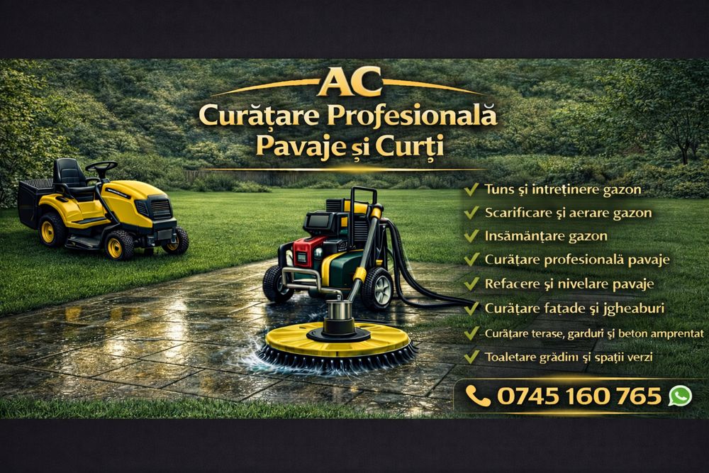Curățare / spălare pavaje, întreținere, tuns, însămânțare gazon/iarba