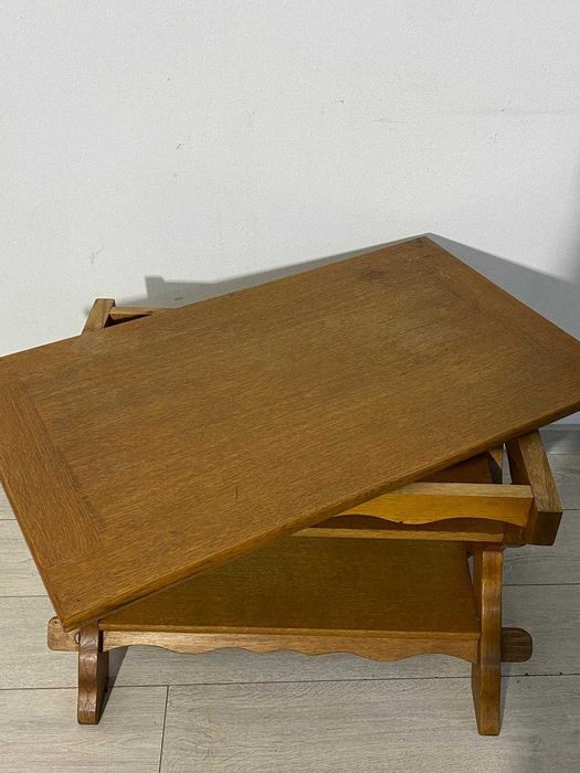 Masă de Cafea 82x50 cm; Măsuță Solidă din Lemn de Stejar