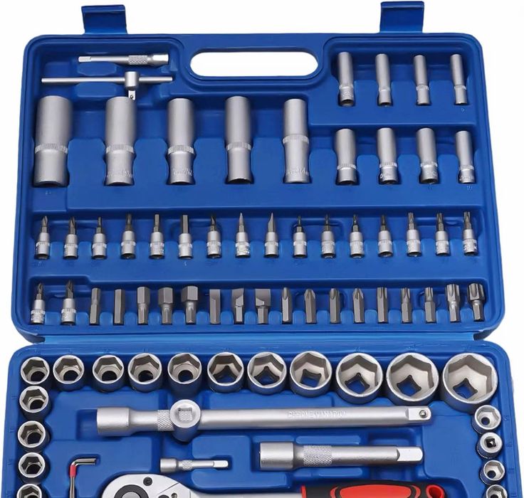 Trusa tubulare si biti 108 piese 1/4” + 1/2”, chei clichet, valiza profesionala