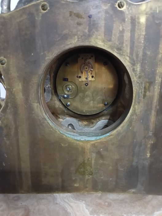 Schimb Ceas vechi pt șemineu anii 1850 bronz masiv, mecanism mecanic p