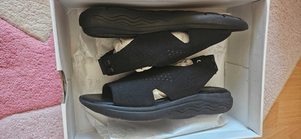 Geox D Spherica Ec5 D Black Knit Sandals