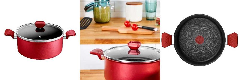 Oala TEFAL Daily Expert 24 cm cu Capac 4.7 litri Rosie Noua Sigilata