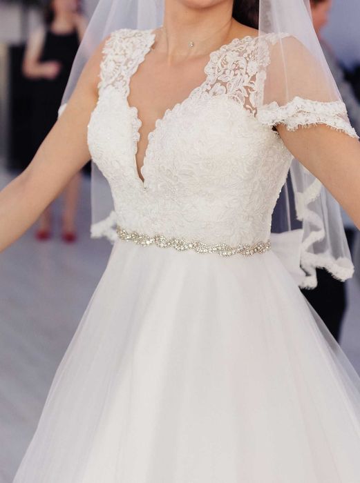 rochie mireasa printesa A-line, marime s-m-l, reglabila la spate