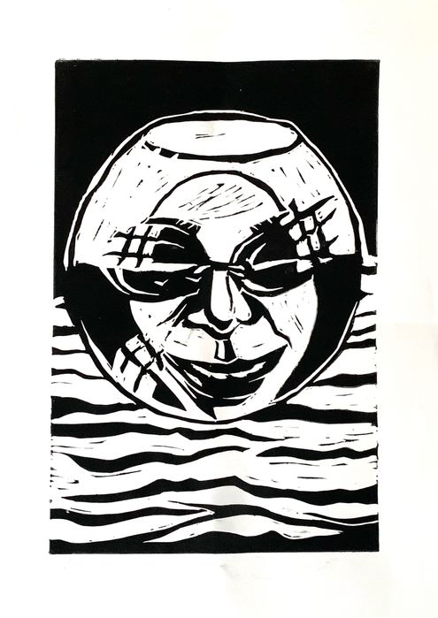 "Waves" - линогравюра