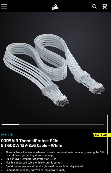 Corsair ThermalProtect PCIe 5.1 600W 12V-2x6 – Н