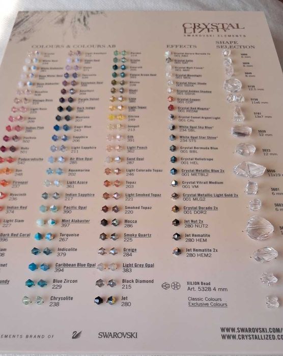 SWAROVSKI кристали оригинални цветови палитри