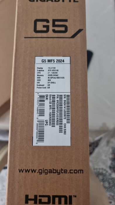 Gigabyte G5 MF5 2024 sotiladi
Intel Core i7-13620H
RTX 4050 6GB
16GB
