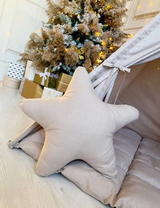 Вигвам детский с мягким ковриком, подушкой звездой