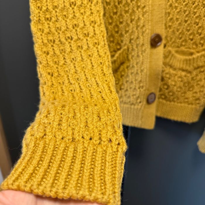 Cardigan tricotat damă, culoare galben muștar, mărimea S-M, aproape nou