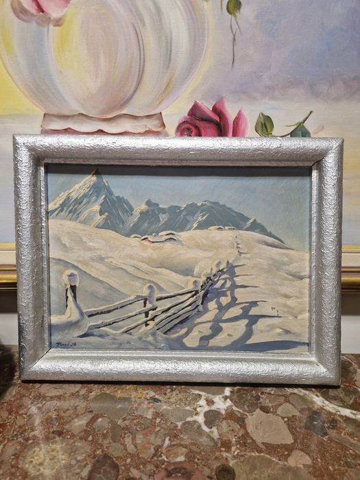 Стара страхотна антикварна авторска картина масло върху платно