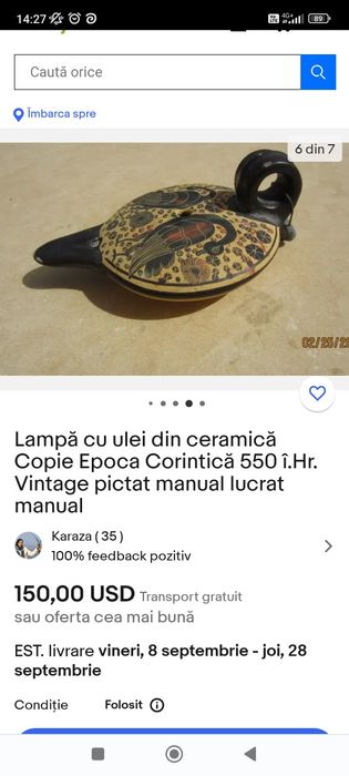 Lampa ceramica foarte veche