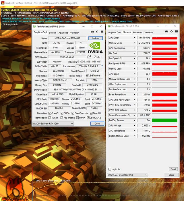 Видеокарта GIGABYTE RTX 4060 Windforce OC 8Gb