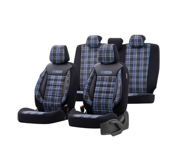 Комплект Тапицерия OTOM-GTI, Черно/Синьо,за Предни и Задни Седалки