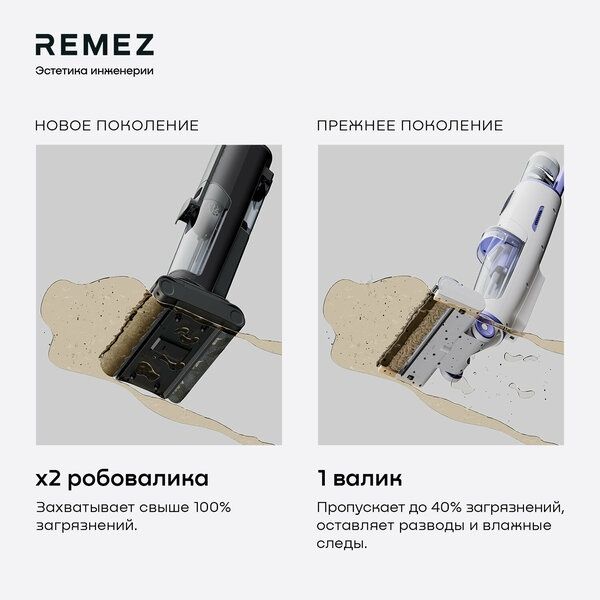 Роботизированный вертикальный моющий пылесос REMEZ IQSelf+ , RMVC-603