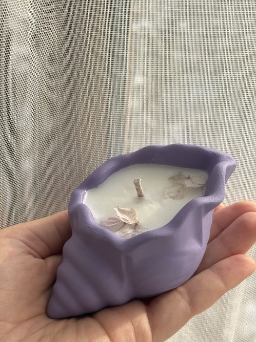 Свеча ракушка из гипса с кокосовым воском