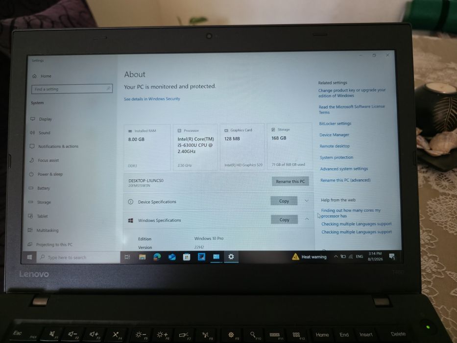 Лаптоп Lenovo ThinkPad T460