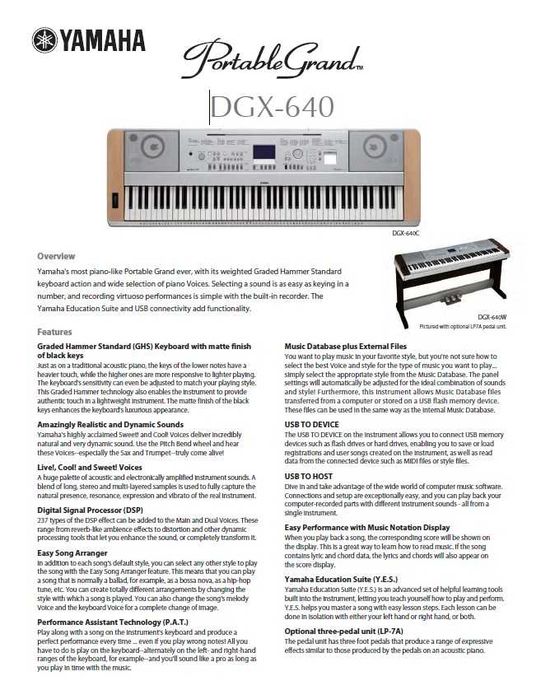 Pianina Yamaha DGX640 ca nou