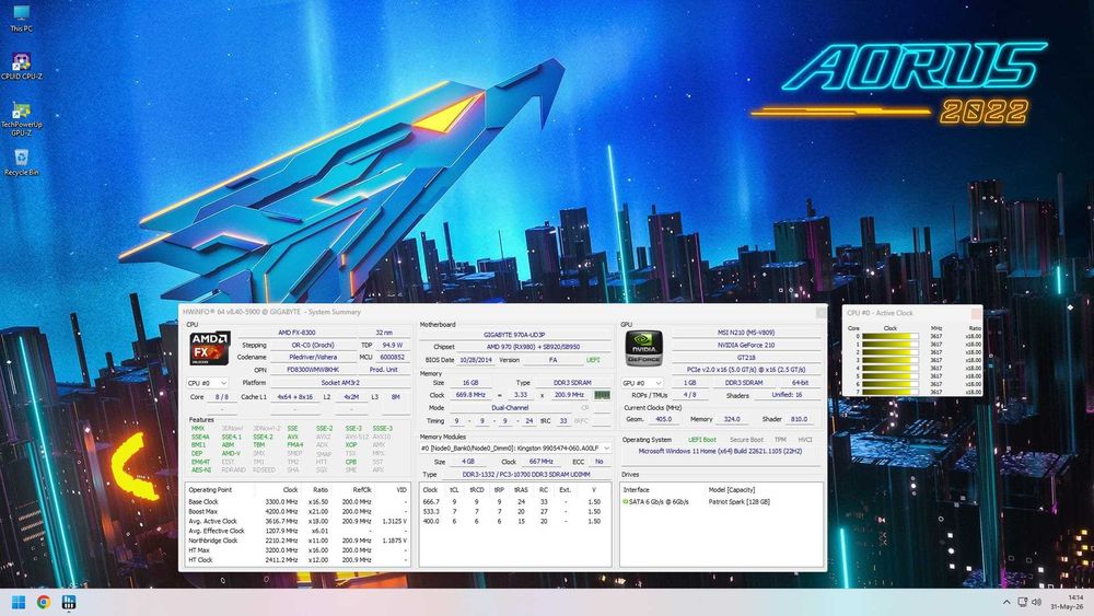 KIT AM3+ FX-8300 (8 core)+Placa 970A-UD3P+16GB RAM+Cooler AMD RGB !! CA NOU !! 300lei