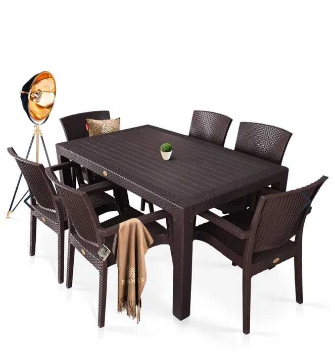 Комплект маса + 6 или 4 стола ратан 3 цвята и размери маси мод.1