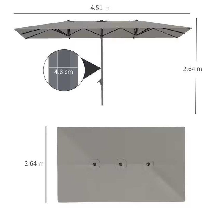 Vand umbrela dubla pentru gradina 4,5mLx2,6lx264h. Produs nou in ambalajul original nedesfacut.