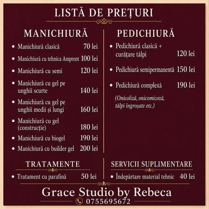 Manichiură și Pedichiură, zona Micălaca - Arad, salon Grace Studio by Rebeca