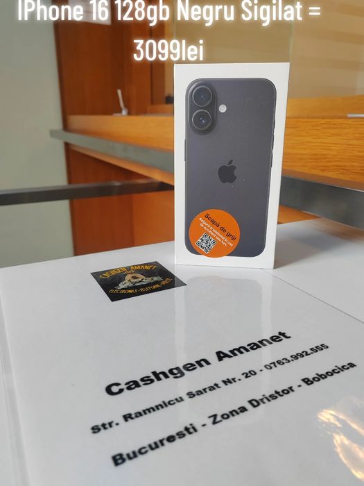 IPhone 16 128gb Negru Sigilat - Cashgen Amanet