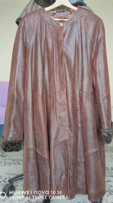 Jacheta  piele naturala cu guler blana naturala