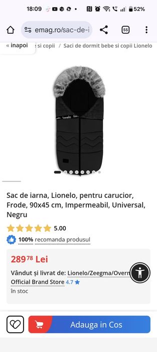 Sac de iarna, Lionelo, pentru carucior, Frode, 90x45 cm, Impermeabil.