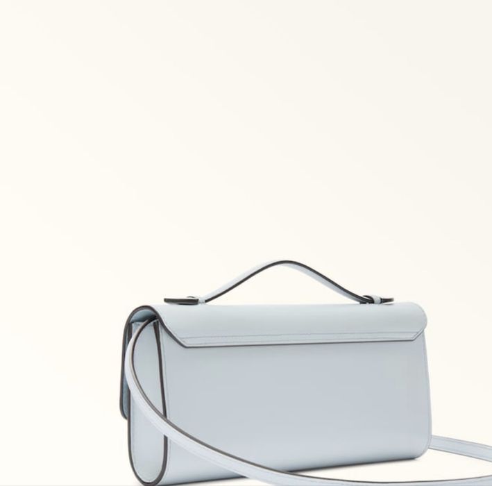 Дамска чанта Furla естествена кожа в нежно синьо и цвят праскова