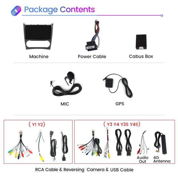 Navigatie Android 14 Mercedes C Class W 203 1/8 Gb Waze CarPlay Bt GPS