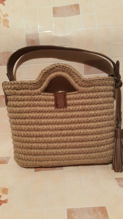 Сумка вязаная джутовая